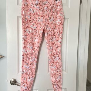 Floral Pink and White High Waist Leggings